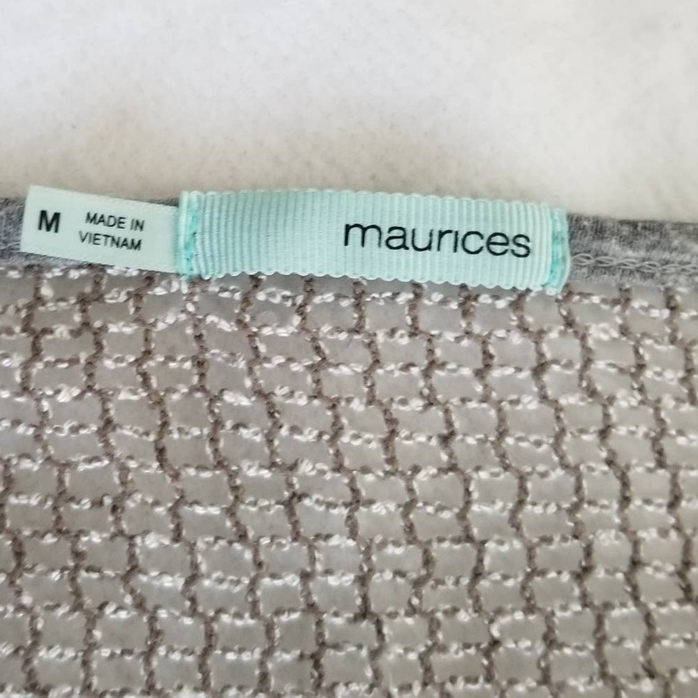 Maurices Gray Mesh See Through Baseball Tee, Gray, Size M - Picture 3 of 9